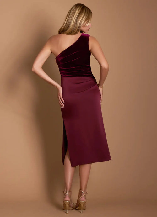 Chic Sheath One Shoulder Sleeveless Open Back Midi Length For Sale Prom Dress