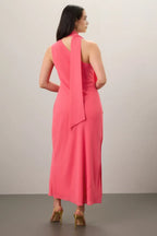 Chic Sheath One Shoulder Sleeveless Tie Accent Floor Length Plus Size Prom Dress
