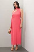 Chic Sheath One Shoulder Sleeveless Tie Accent Floor Length Plus Size Prom Dress