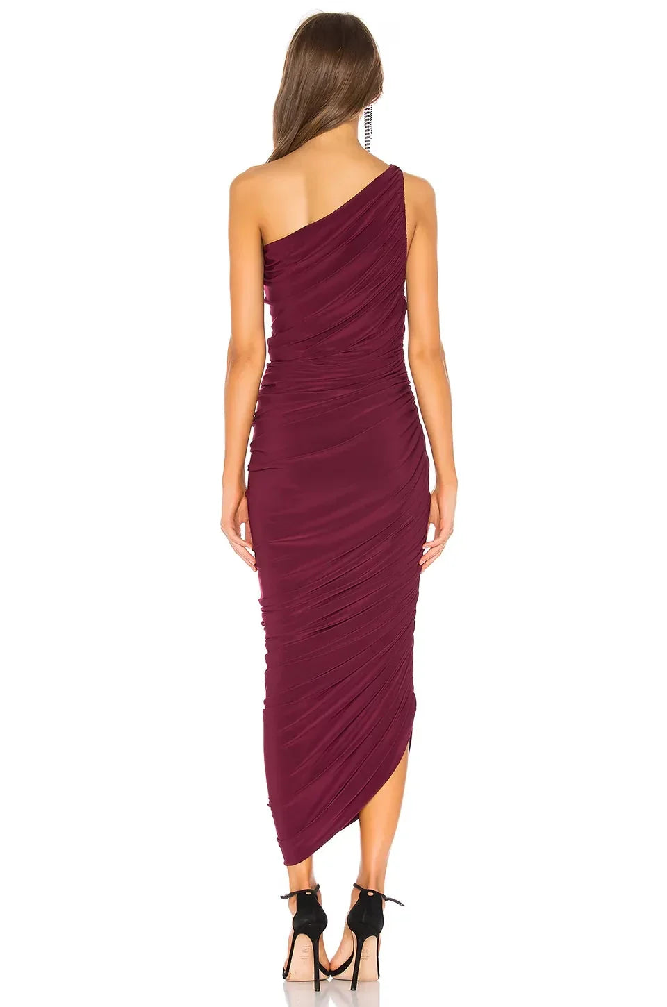 Chic Sheath One Shoulder Sleeveless Zipper Back Midi Length Evening Dress