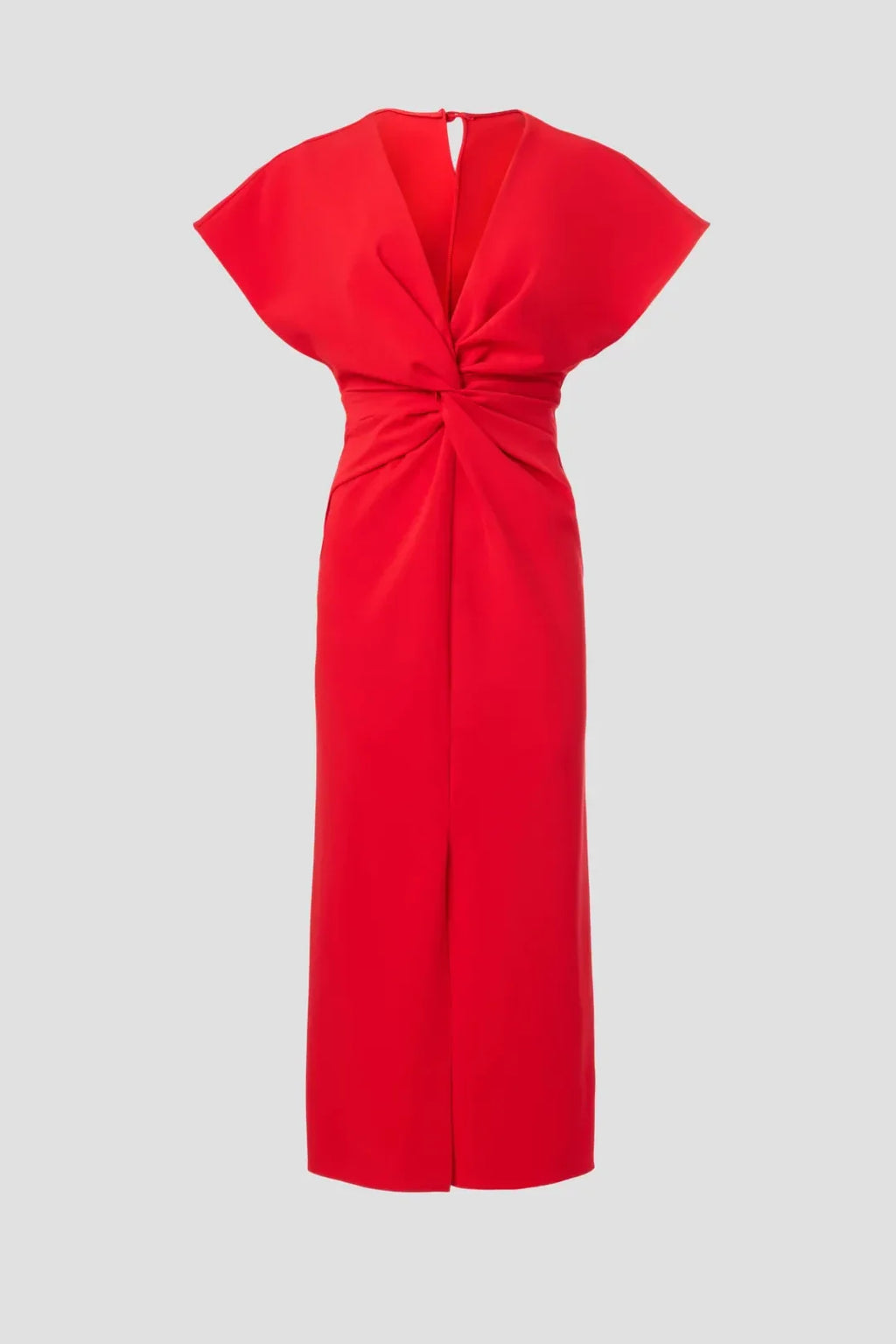 Chic Sheath Plunge Neck Cap Sleeve Keyhole Back Midi Length Plus Size Prom Dress