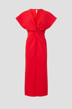 Chic Sheath Plunge Neck Cap Sleeve Keyhole Back Midi Length Plus Size Prom Dress