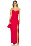 Chic Sheath Plunge V Neck Spaghetti Strap Cross Back Floor Length Evening Dress