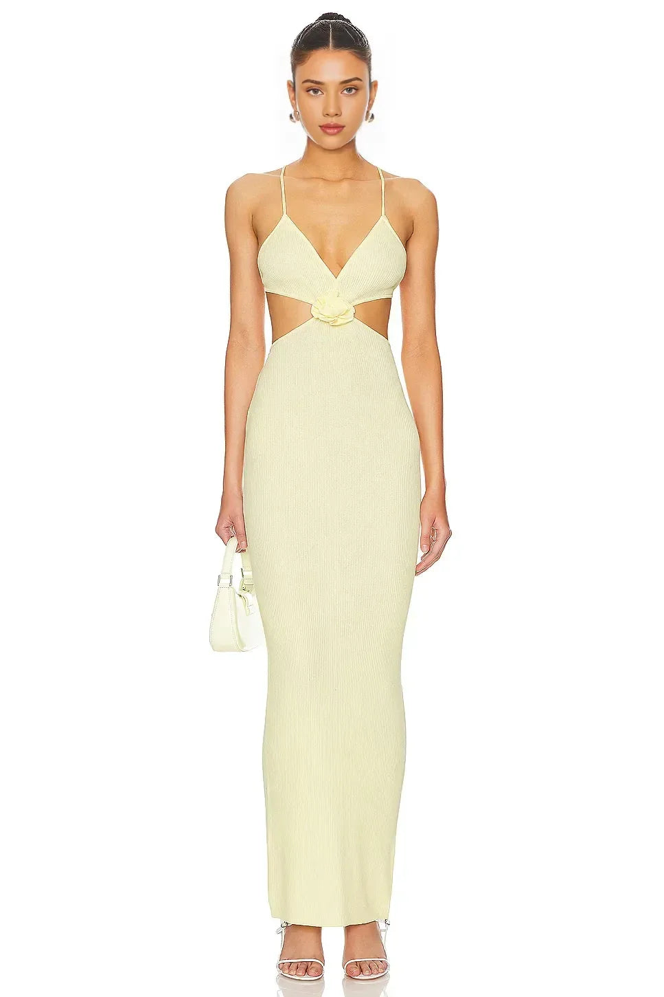 Chic Sheath Plunging V Neck Sleeveless Crisscross Tie Back Floor Length Evening Dress