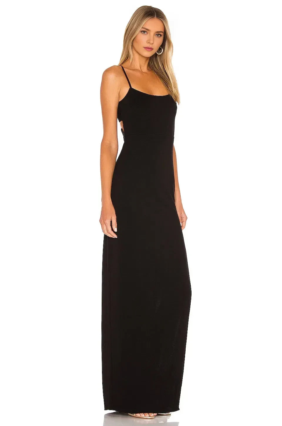 Chic Sheath Spaghetti Strap Sleeveless Open Back Floor Length Evening Dress