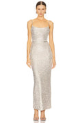 Chic Sheath Spaghetti Strap Sleeveless Sequin Open Back Midi Length Evening Dress