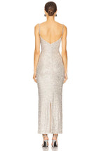 Chic Sheath Spaghetti Strap Sleeveless Sequin Open Back Midi Length Evening Dress