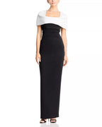 Chic Sheath Square Neck Cape Sleeve Two Tone Floor Length Female Prom Dress