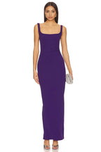 Chic Sheath Square Neck Sleeveless Back Slit Floor Length Evening Dress