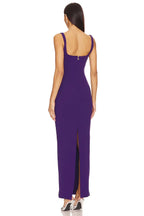 Chic Sheath Square Neck Sleeveless Back Slit Floor Length Evening Dress