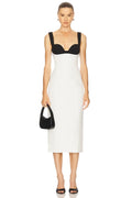 Chic Sheath Square Neck Sleeveless Contrast Back Midi Evening Dress