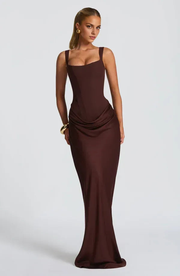 Chic Sheath Square Neck Sleeveless Lace Up Back Floor Length Plus Size Evening Dress