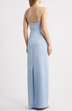 Chic Sheath Square Neck Sleeveless Open Back Floor Length Evening Dress