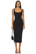 Chic Sheath Square Neck Sleeveless Open Back Midi Length Evening Dress