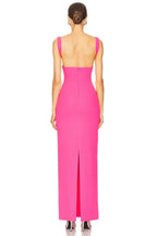Chic Sheath Square Neck Sleeveless Open Back Slit Back Floor Length Evening Dress