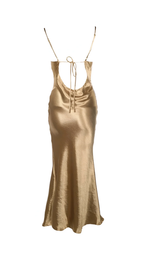 Chic Sheath Square Neck Spaghetti Strap Tie Back Midi Floor Length Hot Sale Prom Dress