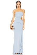 Chic Sheath Strapless Sleeveless Cutout Detail Floor Length Prom Dress