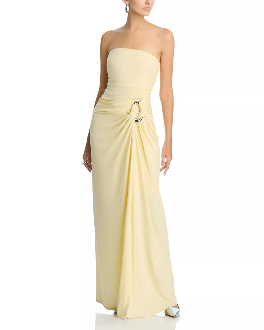 Chic Sheath Strapless Ruched Bodice Buckle Accent Floor Length Hot Sale Prom Dress ﻿
