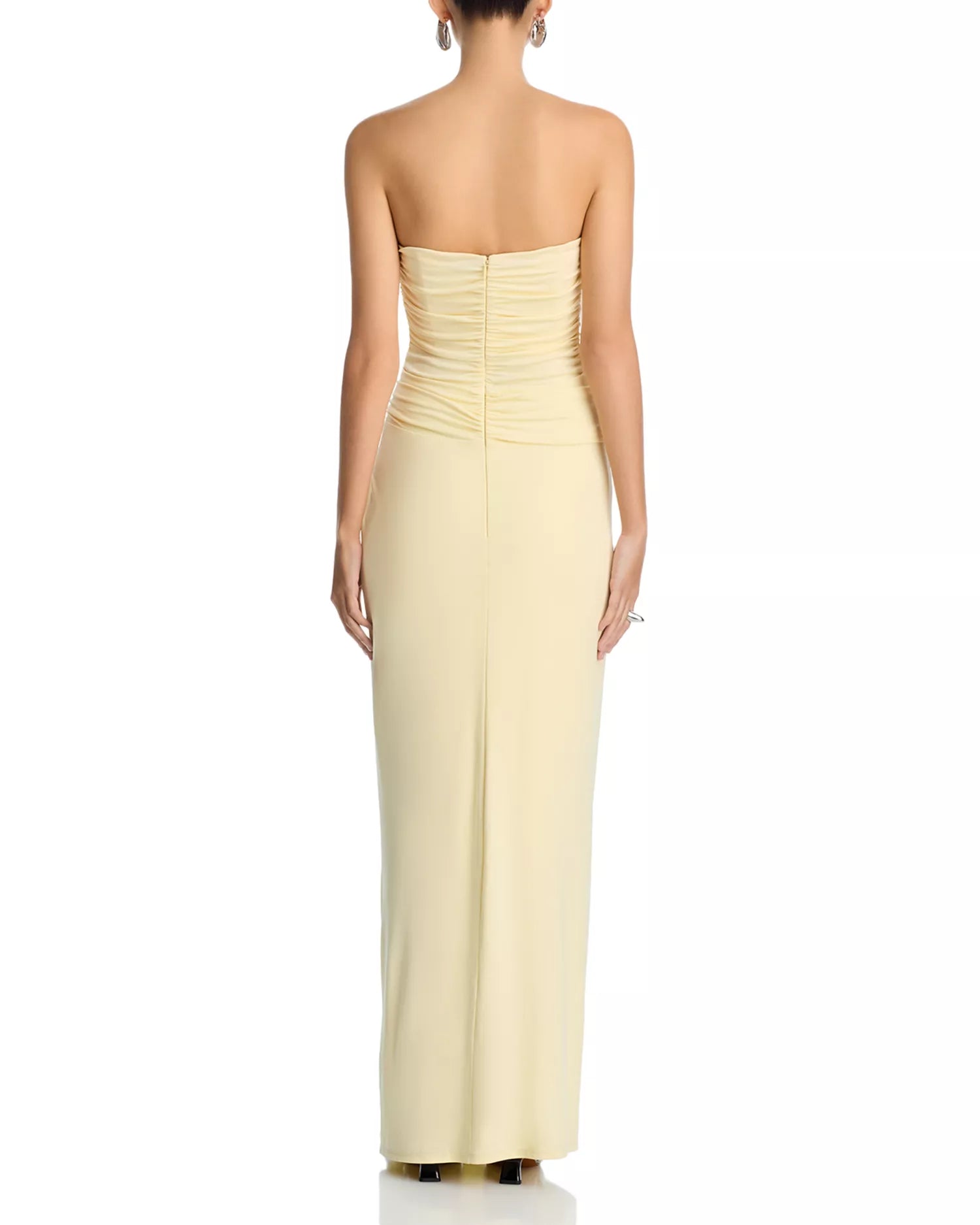 Chic Sheath Strapless Ruched Bodice Buckle Accent Floor Length Hot Sale Prom Dress ﻿