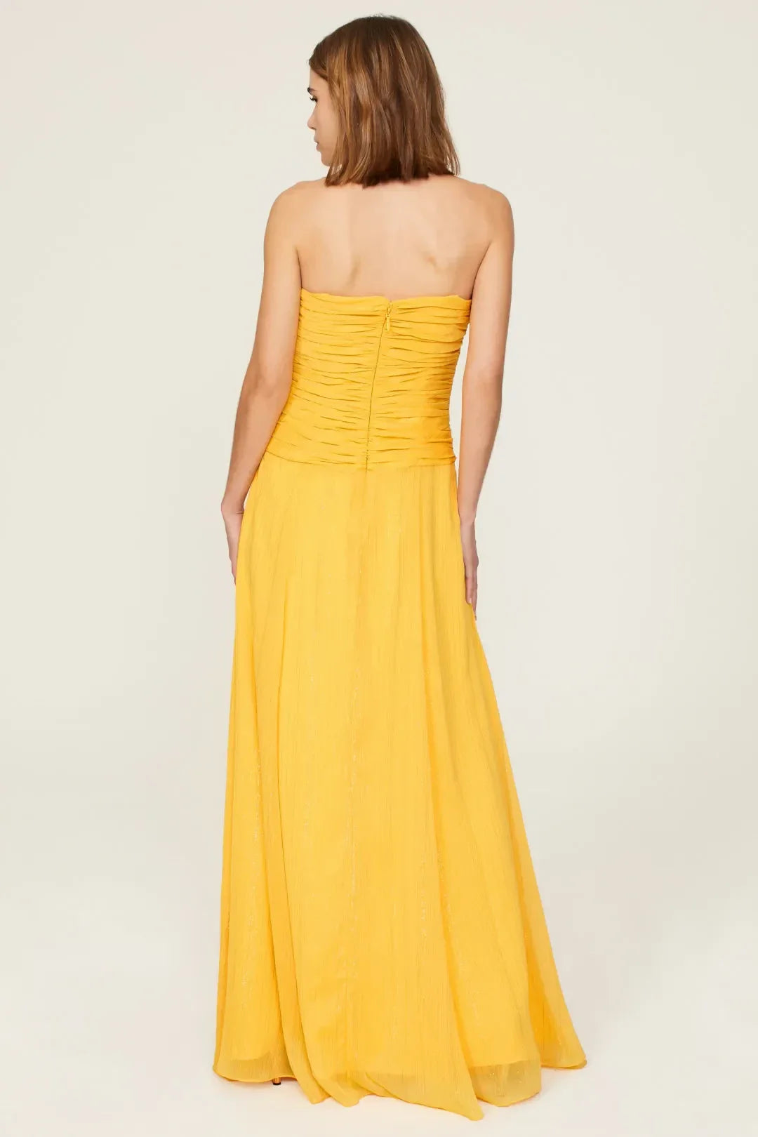Chic Sheath Strapless Ruched Cutout Floor Length Plus Size Prom Dress