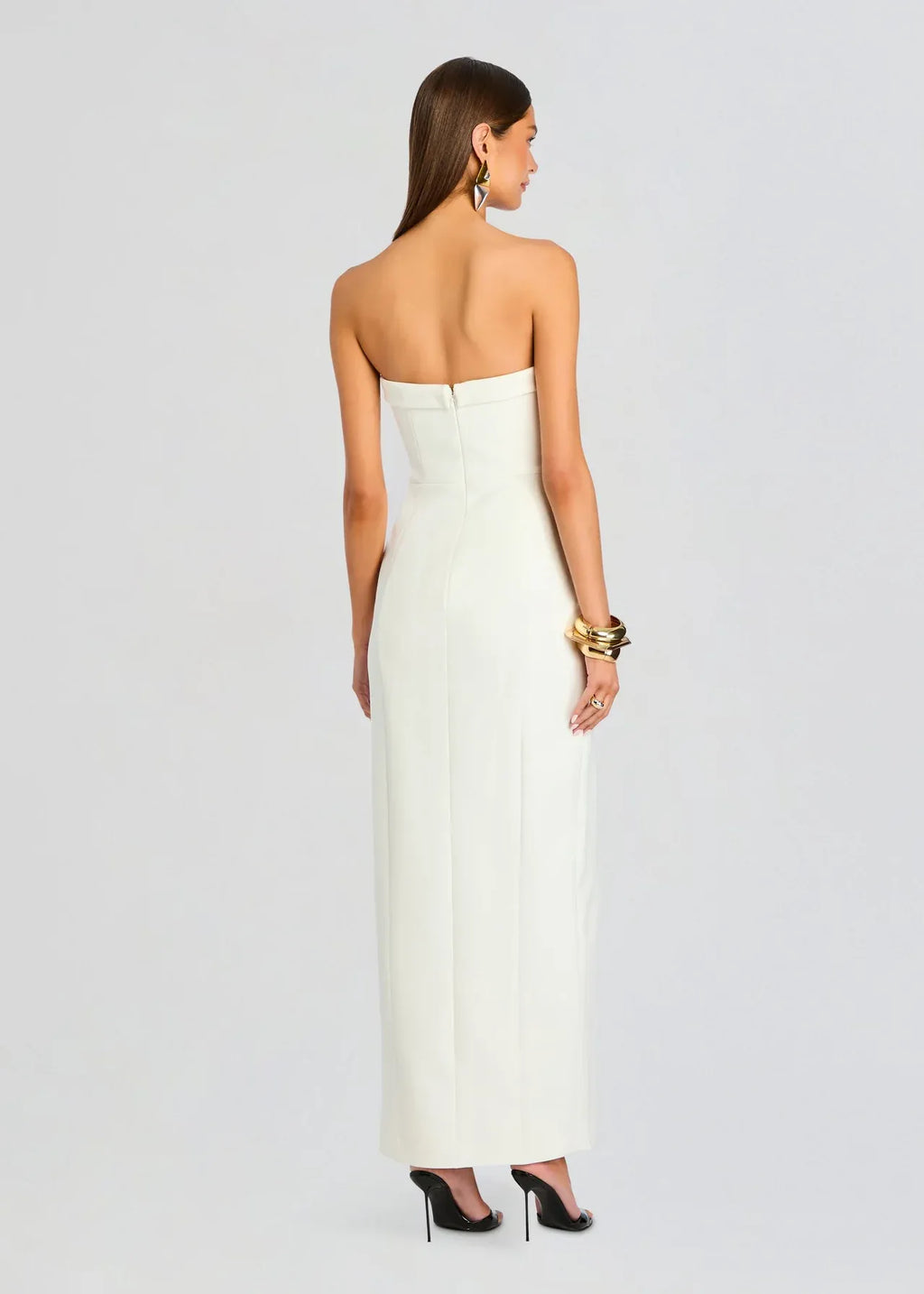 Chic Sheath Strapless Sleeveless Back Zip Floor Length Plus Size Prom Dress