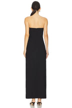 Chic Sheath Strapless Sleeveless Contrast Trim Floor Length Evening Dress