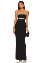 Chic Sheath Strapless Sleeveless Cut Out Back Floor Length Evening Dress