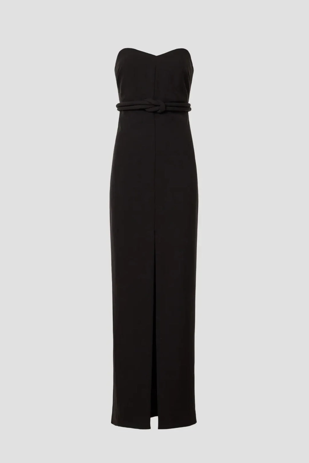 Chic Sheath Strapless Sleeveless Knot Waist High Slit Floor Length Plus Size Prom Dress