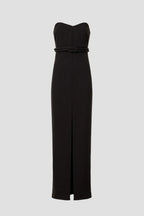 Chic Sheath Strapless Sleeveless Knot Waist High Slit Floor Length Plus Size Prom Dress