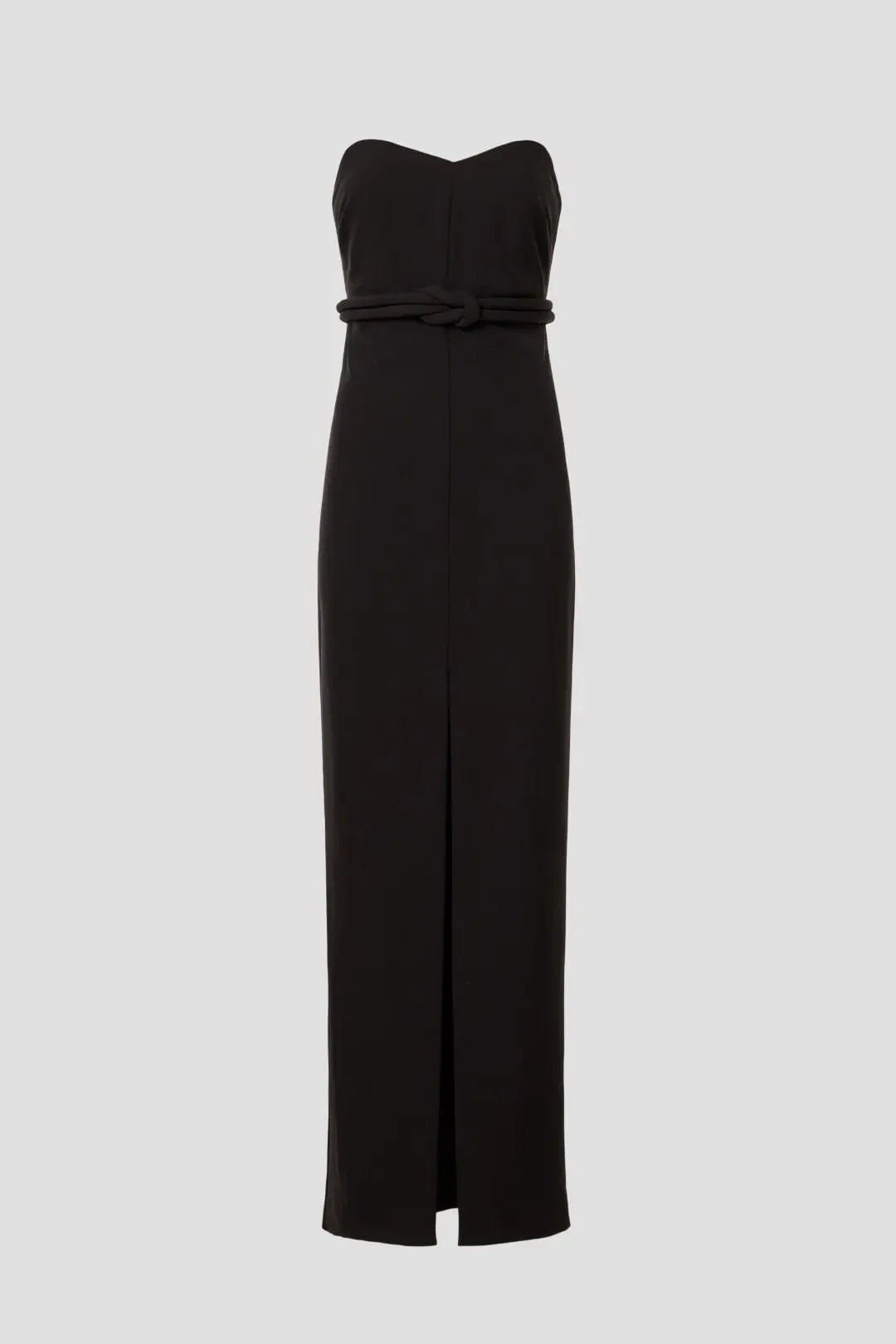 Chic Sheath Strapless Sleeveless Knot Waist High Slit Floor Length Plus Size Prom Dress