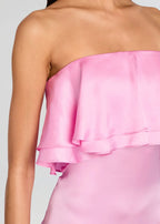 Chic Sheath Strapless Sleeveless Ruffle Accent Floor Length Plus Size Prom Dress