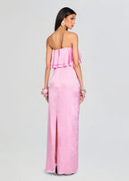 Chic Sheath Strapless Sleeveless Ruffle Accent Floor Length Plus Size Prom Dress