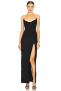 Chic Sheath Strapless Sleeveless Zip Back Slit Front Floor Length Evening Dress