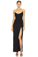 Chic Sheath Strapless Sleeveless Zip Back Slit Front Floor Length Evening Dress