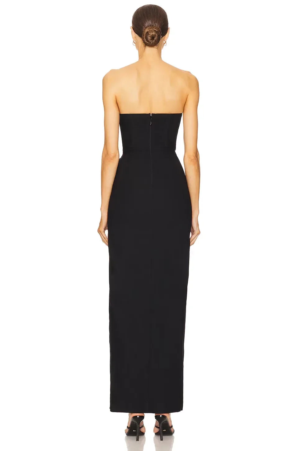 Chic Sheath Strapless Sleeveless Zip Back Slit Front Floor Length Evening Dress