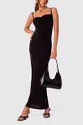 Chic Sheath Strapless Spaghettin Strap Cutout Back Midi For Adults Prom Dress