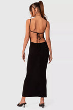 Chic Sheath Strapless Spaghettin Strap Cutout Back Midi For Adults Prom Dress