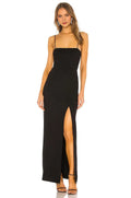 Chic Sheath Strapless Spaghetti Strap High Slit Floor Length Evening Dress