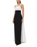 Chic Sheath Strapless Two Tone Ruched Back Asymmetrical Floor Length Female Prom Dress