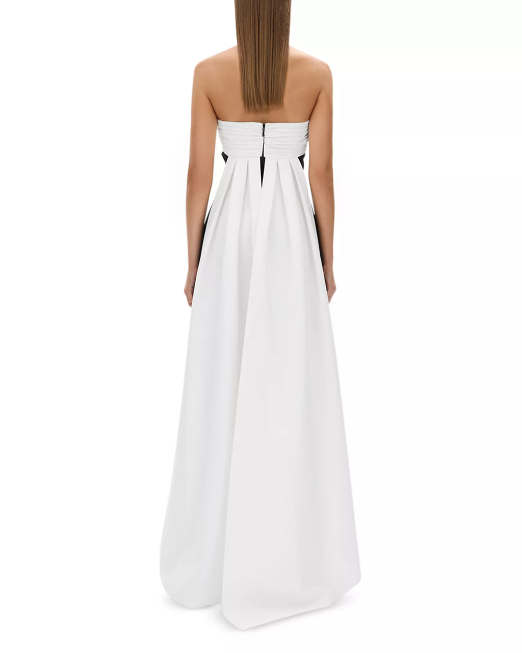 Chic Sheath Strapless Two Tone Ruched Back Asymmetrical Floor Length Female Prom Dress