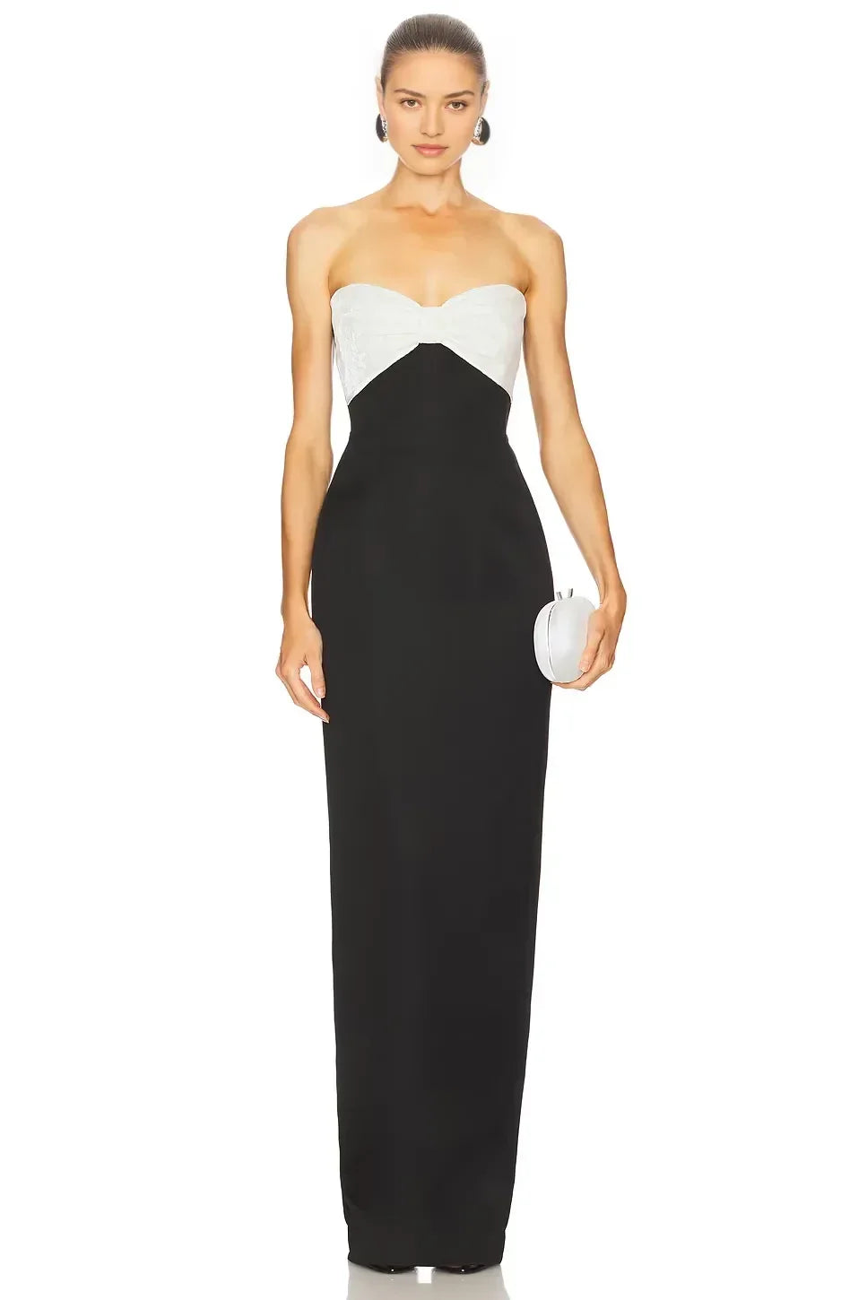 Chic Sheath Strapless Two Tone Sleeveless Zipper Back Floor Length Evening Dress
