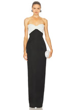Chic Sheath Strapless Two Tone Sleeveless Zipper Back Floor Length Evening Dress