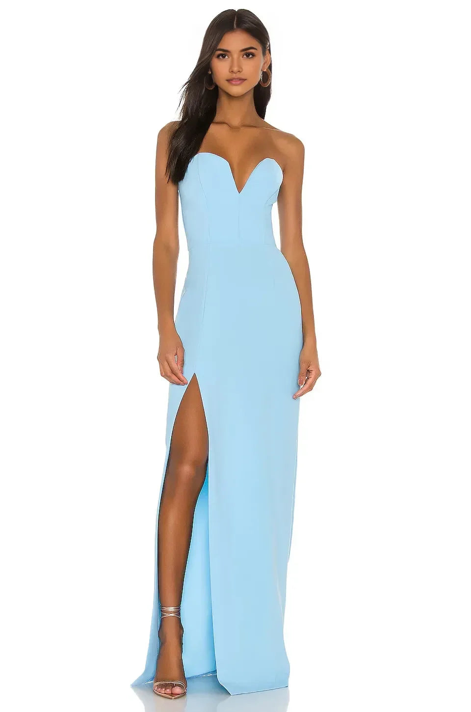 Chic Sheath Sweetheart Neck Sleeveless Zip Back Slit Front Floor Length Evening Dress