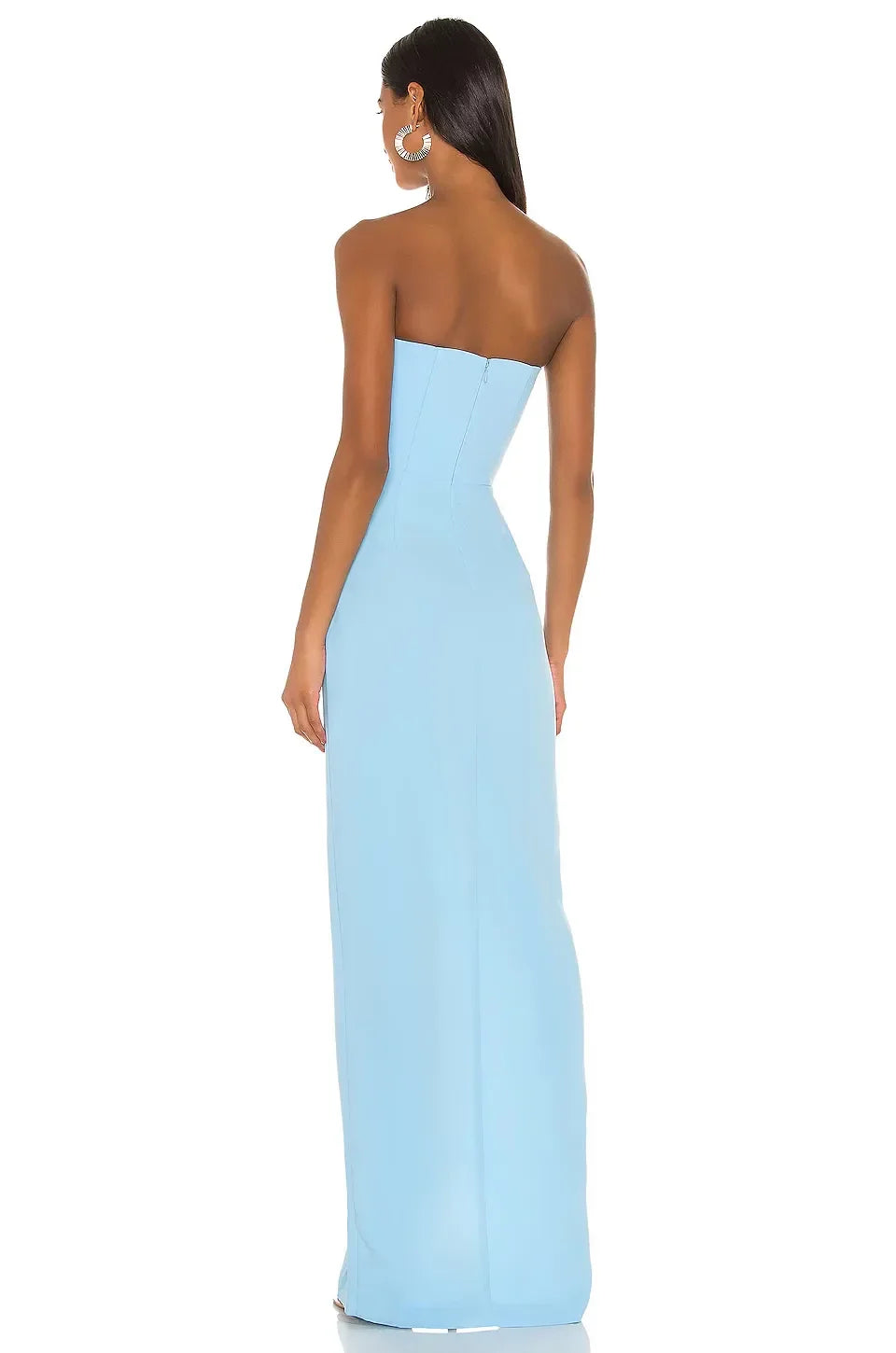 Chic Sheath Sweetheart Neck Sleeveless Zip Back Slit Front Floor Length Evening Dress