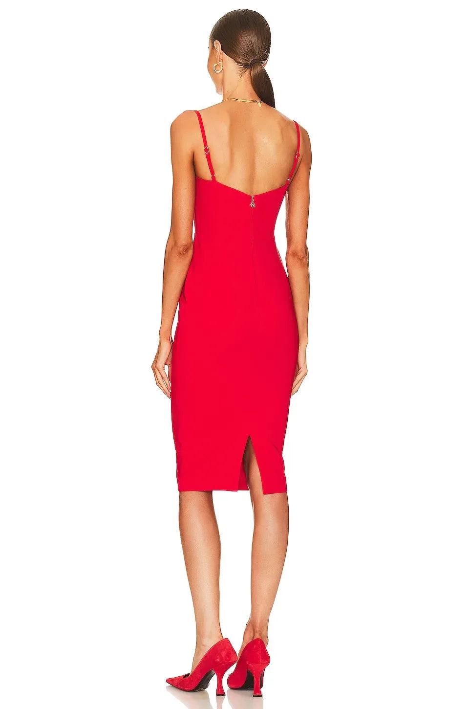 Chic Sheath Sweetheart Neck Sleeveless Zipper Back Midi Length Evening Dress