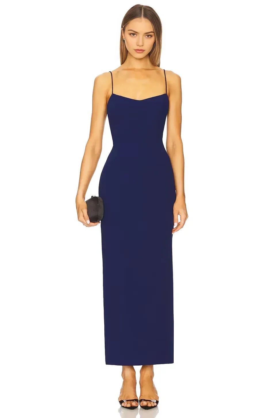 Chic Sheath Sweetheart Neck Spaghetti Strap Back Slit Floor Length Prom Dress