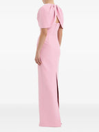 Chic Sheath V-Neck Puff Sleeve Cut Out Back Floor Length For Women Prom Dress
