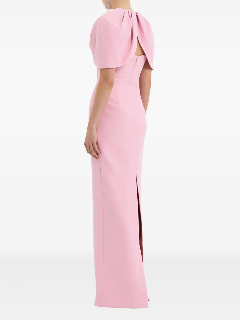 Chic Sheath V-Neck Puff Sleeve Cut Out Back Floor Length For Women Prom Dress