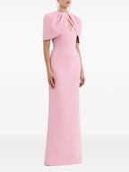Chic Sheath V-Neck Puff Sleeve Cut Out Back Floor Length For Women Prom Dress
