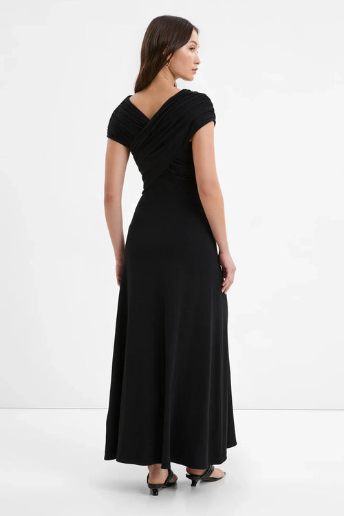 Chic Sheath V Neck Short Sleeve Cross Front Ruched Back Floor Length For Ladies Prom Dress